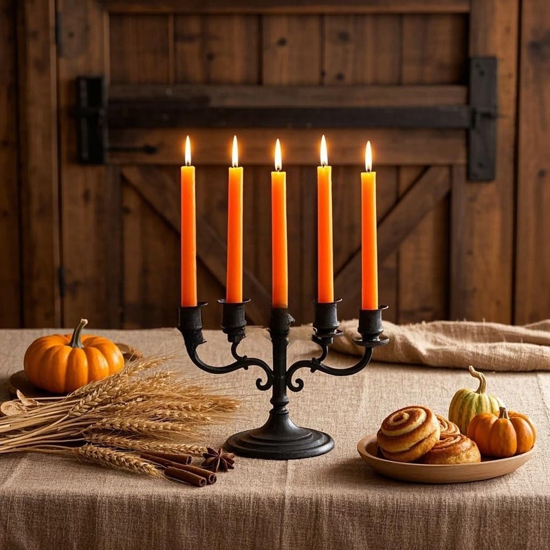 Sihuida 12-Pack Neon Orange Taper Candles, 10 Inch Unscented Dripless Candlesticks, Long-Lasting Burn Time of 7-8 Hours, Perfect for Fall Harvest Halloween Thanksgiving Dinners Parties and Home Décor - Image 4